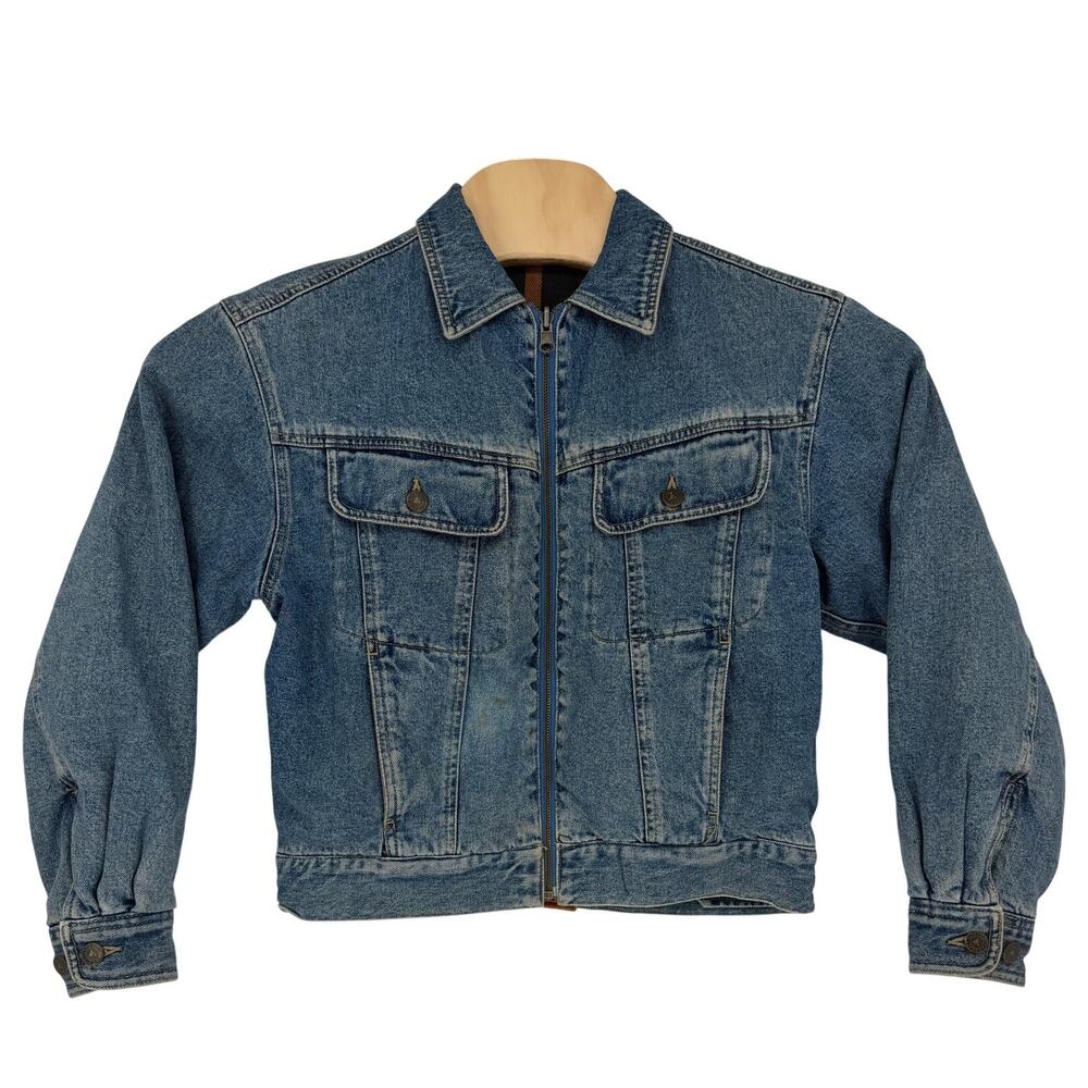 Vintage Liz Wear Reversible Denim Quilted Jacket Button Women' Size Small 90's